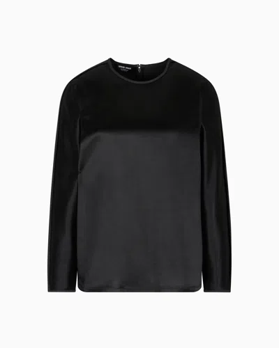 Giorgio Armani Blouse In Tussah Silk Satin In Black