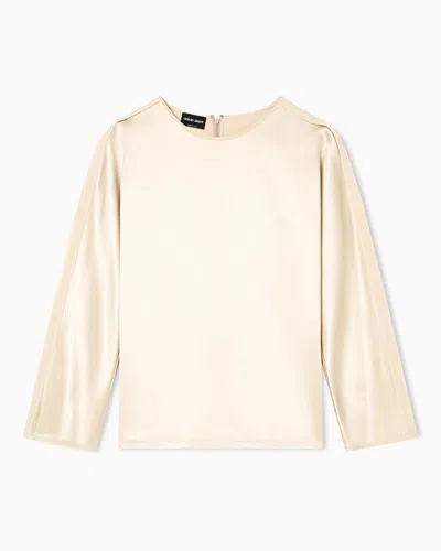 Giorgio Armani Blouse In Tussah Silk Satin In Sand