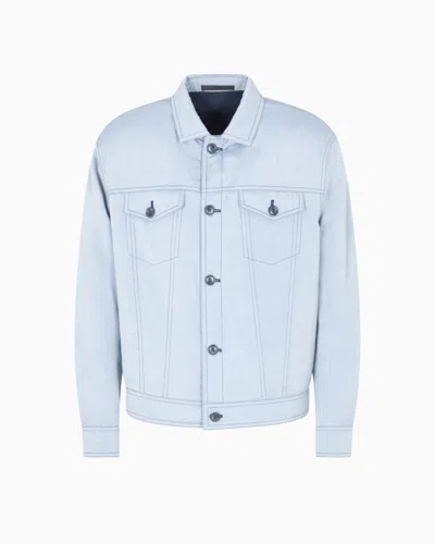 Giorgio Armani Blouson In Silk Canvas In Blue