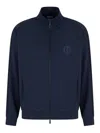 Giorgio Armani Zip-front Logo-embroidered Bomber Jacket In Azul