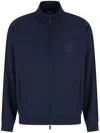 Giorgio Armani Zip-front Logo-embroidered Bomber Jacket In Blue