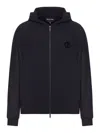Giorgio Armani Hooded Sweatshirt In Technical Waffle Fabric In Black