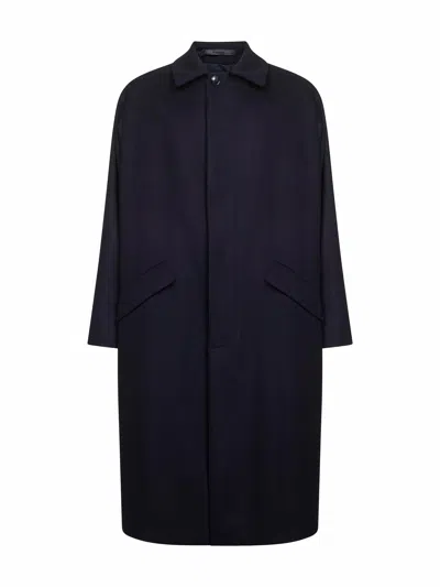 Giorgio Armani Blue Cashmere Cloth Single-breasted Coat