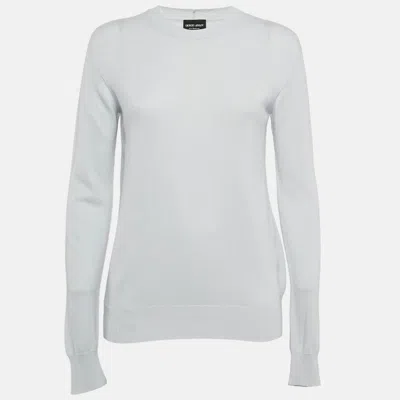 Pre-owned Giorgio Armani Blue Cashmere Knit Long Sleeve Sweater S