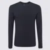 Giorgio Armani Navy Blue Viscose Blend T-shirt In Blue
