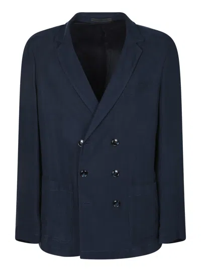 Giorgio Armani Blue Cupro Double-breasted Jacket