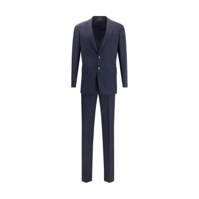 GIORGIO ARMANI BLUE FLEECE WOOL TWO-PIECE SUIT