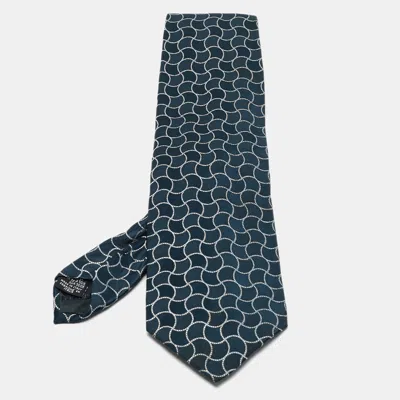 Pre-owned Giorgio Armani Blue Geometric Silk Traditional Tie