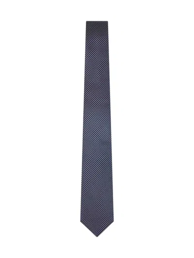 Giorgio Armani Blue Micro-pattern Jacquard Silk Tie