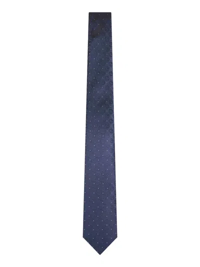 GIORGIO ARMANI BLUE MONOGRAM JACQUARD SILK TIE