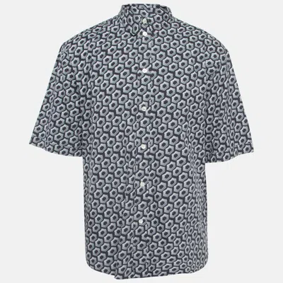 Pre-owned Giorgio Armani Blue Op-art Print Cotton Shirt Xl