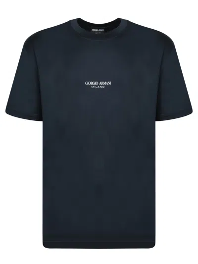 Giorgio Armani Cotton Interlock Crew-neck T-shirt In Black