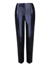 Giorgio Armani Silk & Linen High Waist Straight Pants In Blue