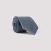 Giorgio Armani Rolled Silk Tie Smooth Texture In Blue