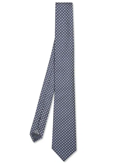 Giorgio Armani Blue Tie With White Polka Dots