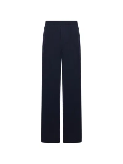 Giorgio Armani Straight Leg Silk Nylon Trousers Textured In Blue