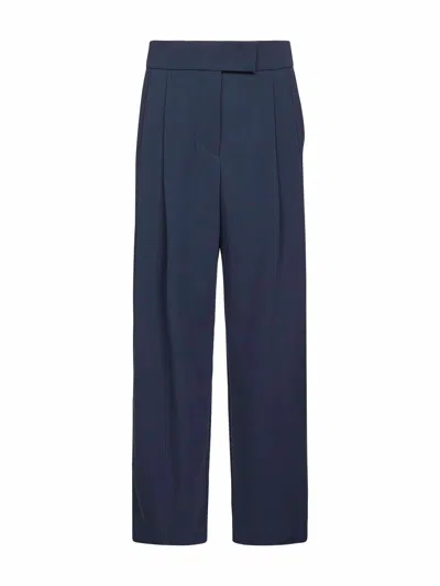 Giorgio Armani Women Blue Virgin Wool Two-pleats Trousers