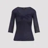 Giorgio Armani Dark Blue V-neck Pullover In Blue