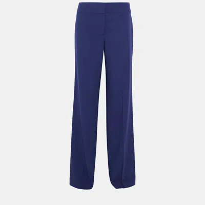 Pre-owned Giorgio Armani Blue Wool Wide-leg Pants M (it 42)