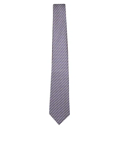 Giorgio Armani Blue Woven Print Silk Tie In Multi