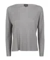 Giorgio Armani Long Sleeves Boat Neck Sweater In Gray