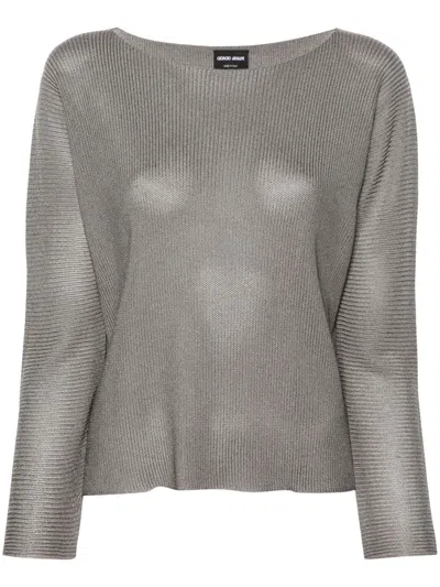 Giorgio Armani Boat-neck Jumper In Grey