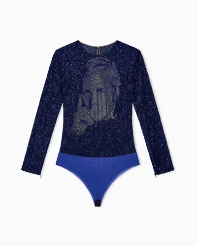 Giorgio Armani Bodysuit With All-over Rhinestones In Pattern