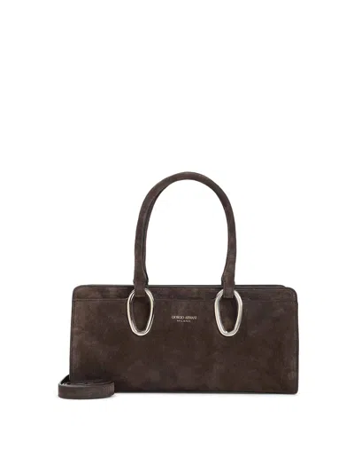 GIORGIO ARMANI SUEDE CALF LEATHER SHOULDER BAG