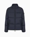 Giorgio Armani Bomber Jacket With Goose-down Padding Asv In Navy Blue