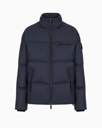 Giorgio Armani Bomber Jacket With Goose-down Padding Asv In Navy Blue