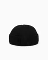Giorgio Armani Bonnet À Revers En Laine Et Cachemire In Black