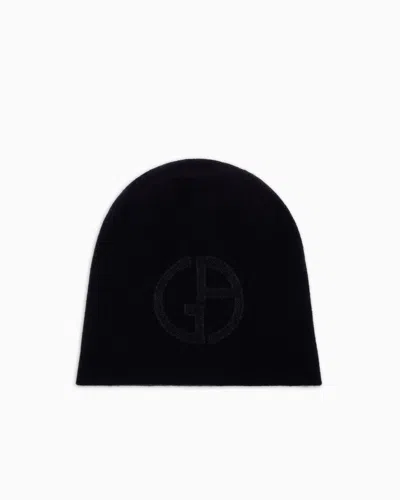Giorgio Armani Bonnet En Cachemire Avec Logo Ga Incrusté
