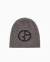 Giorgio Armani Bonnet En Cachemire Avec Logo Ga Incrusté In Sand