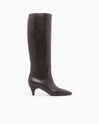 Giorgio Armani Boot In Leather With A Leather Sole In Brown