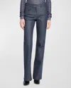 Giorgio Armani Bootleg Denim Jeans With Logo Embroidery In Denim