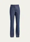 Giorgio Armani Bootleg Denim Jeans With Logo Embroidery In Denim
