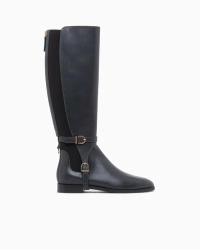 Giorgio Armani Boots In Leather With Rubber Details In Grey