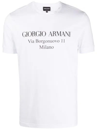 Giorgio Armani Logo Print Cotton Jersey T-shirt In White