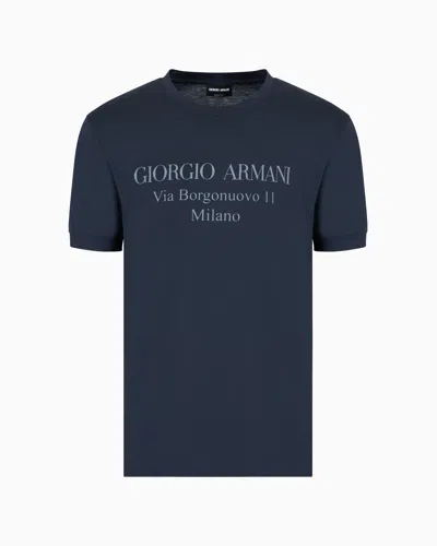 Giorgio Armani Official Store Borgonuovo 11 T-shirt In Pima Cotton Jersey In Midnight Blue