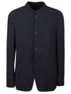 Giorgio Armani Textured Fabric Jacket Mandarin Collar In Gray