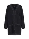 Giorgio Armani Long Bouclé Cardi-coat In Nero