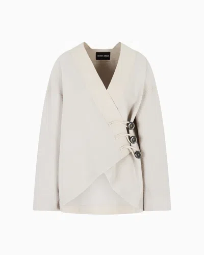 GIORGIO ARMANI BOUCLÉ VIRGIN WOOL PEA COAT