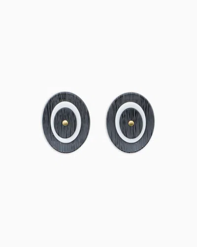 Giorgio Armani Boucles D'oreilles À Clip En Résine Travaillée Au Laser In Gray