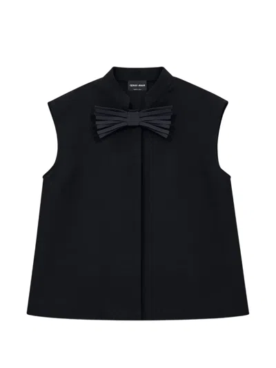 Giorgio Armani Bow-detail Sleeveless Blouse In Black