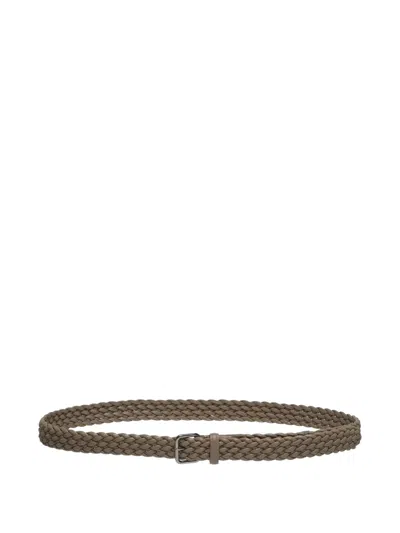 Giorgio Armani Braided Leather Belt In Brown