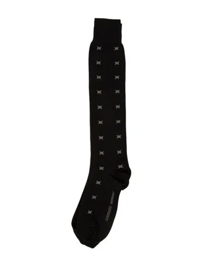 Pre-owned Giorgio Armani Branded Pattern Print Socks In Black/neutrals