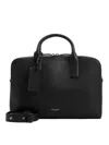 Giorgio Armani Logo-stamp Leather Laptop Bag In Black