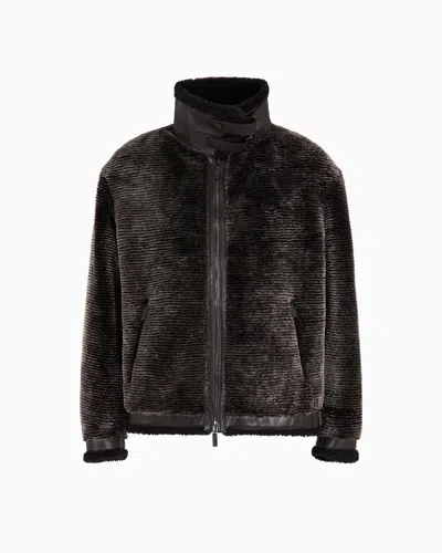 Giorgio Armani Brisé Shearling Blouson In Black