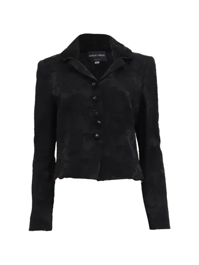 Pre-owned Giorgio Armani Brocade Single-breasted Blazer In Black