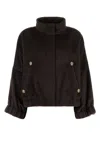 Giorgio Armani Relaxed Fit Cropped Jacket With Decorative Buttons In Brown